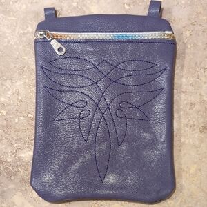Stylish Blue Leather Crossbody Bag